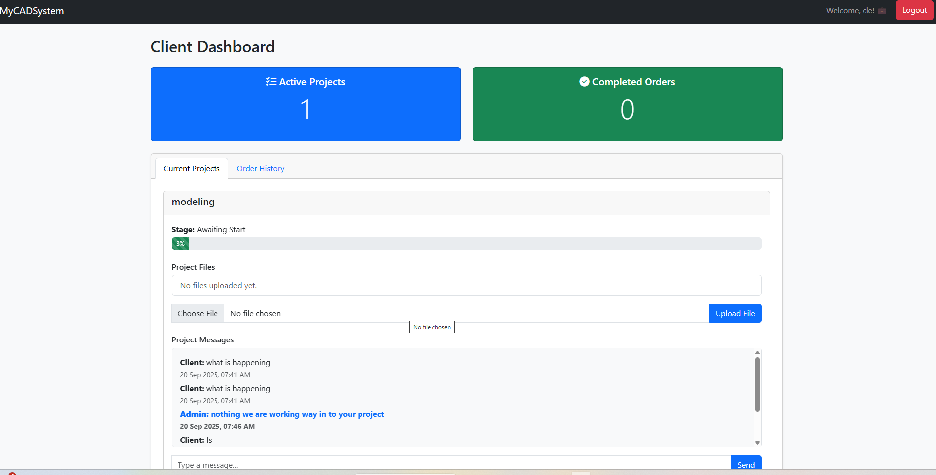 Client Project Dashboard Preview
